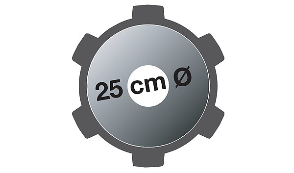 250 mm de diámetro